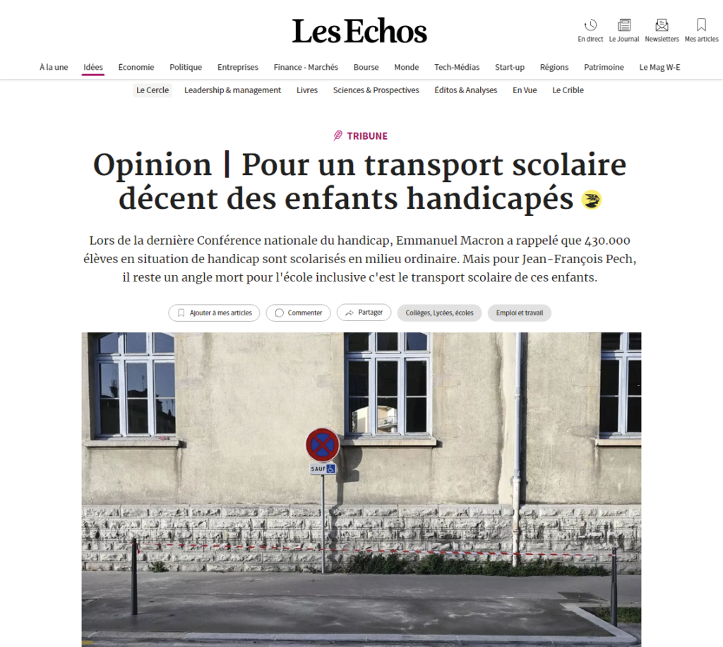 TRIBUNE : à quand des conditions de transports scolaires acceptables pour les enfants handicapés ?